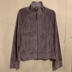 Velour Track Jacket Full Zip Coral Bay Womens Size Large Long Sleeve Mock Neck